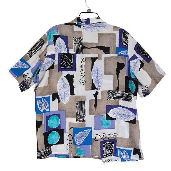 Vtg 90s-Y2K Alia Women's Plus 18 Retro Funky Print Button Up Shirt Blouse Artsy - Picture 3 of 6